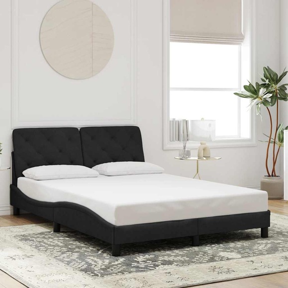 vidaXL Bettgestell mit Kopfteil Schwarz 140x200 cm Samt