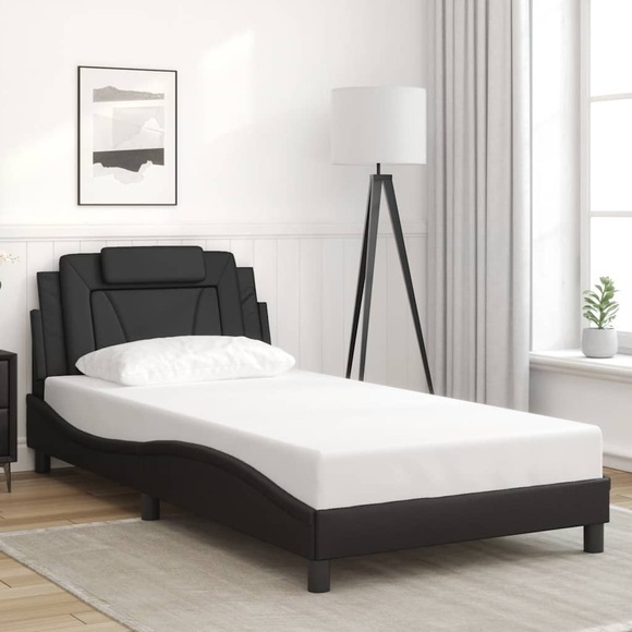 vidaXL Bettgestell mit Kopfteil Schwarz 100x200 cm Kunstleder
