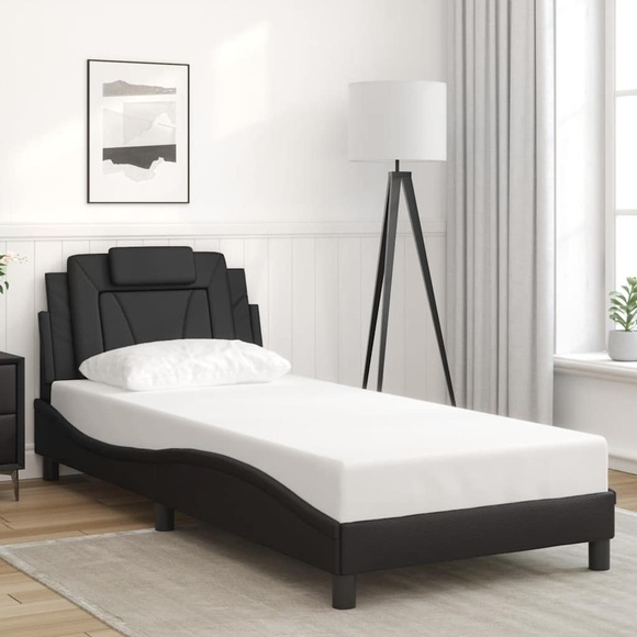 vidaXL Bettgestell mit Kopfteil Schwarz 80x200 cm Kunstleder