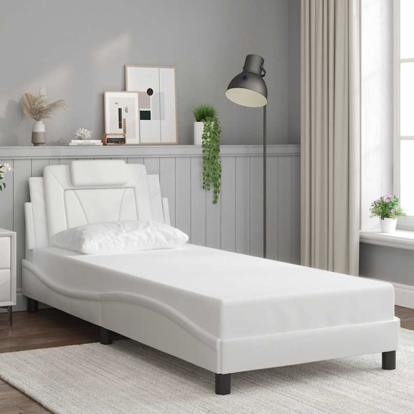 vidaXL Bettgestell mit Kopfteil Weiß 80x200 cm Kunstleder