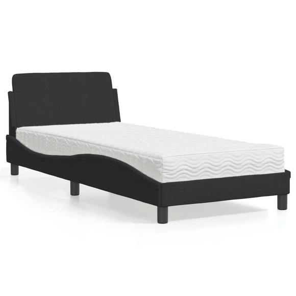 vidaXL Bett mit Matratze Schwarz 90x190 cm Samt