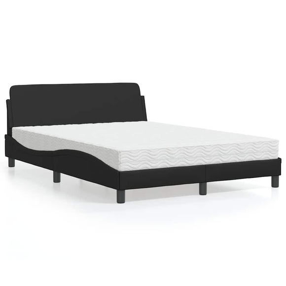 vidaXL Bett mit Matratze Schwarz 120x200 cm Kunstleder