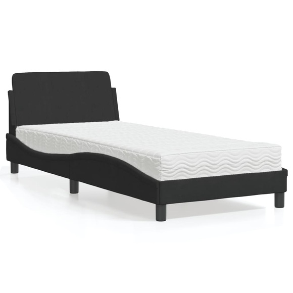 vidaXL Bett mit Matratze Schwarz 90x200 cm Samt