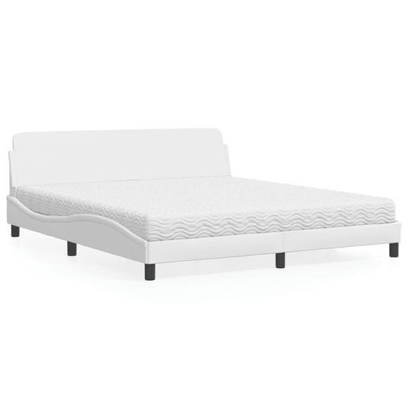 vidaXL Bett mit Matratze Weiß 180x200 cm Kunstleder