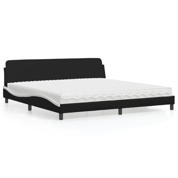 vidaXL Bett mit Matratze Schwarz und Weiß 200x200 cm Kunstleder