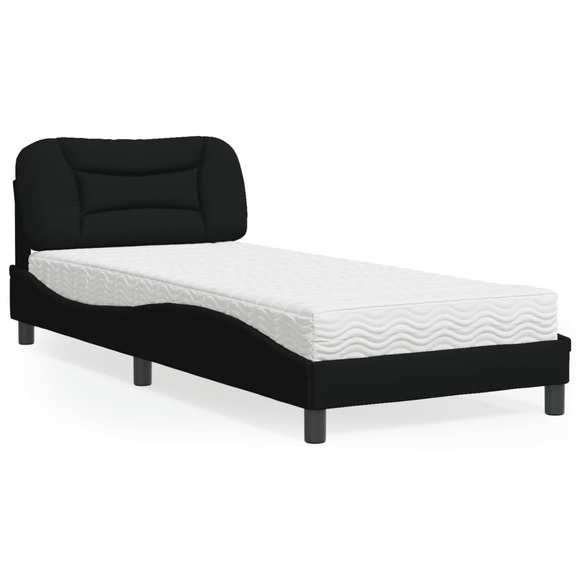 vidaXL Bett mit Matratze Schwarz 80x200 cm Stoff
