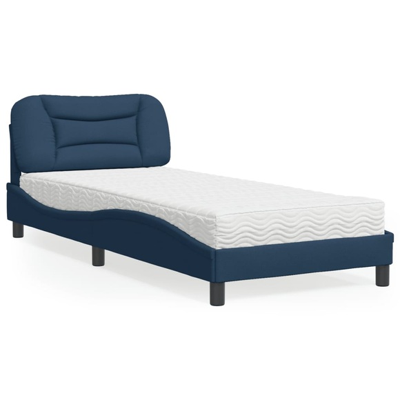 vidaXL Bett mit Matratze Blau 80x200 cm Stoff