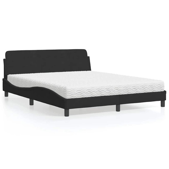 vidaXL Bett mit Matratze Schwarz 160x200 cm Samt