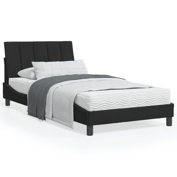 vidaXL Bett mit Matratze Schwarz 100x200 cm Samt