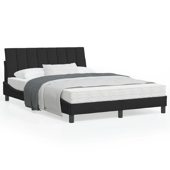 vidaXL Bett mit Matratze Schwarz 120x200 cm Samt