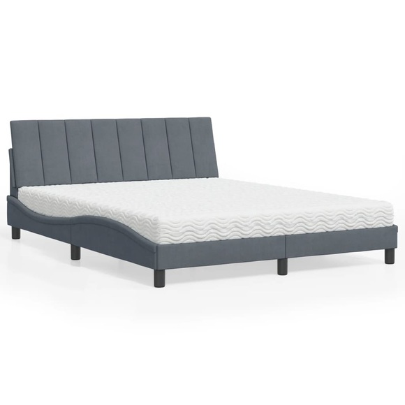 vidaXL Bett mit Matratze Dunkelgrau 160x200 cm Samt