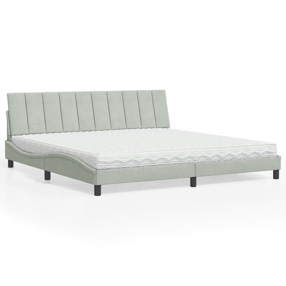 vidaXL Bett mit Matratze Hellgrau 200x200 cm Samt