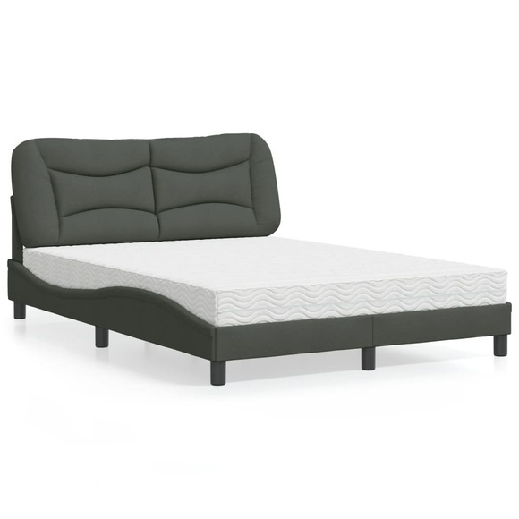 vidaXL Bett mit Matratze Dunkelgrau 120x200 cm Stoff