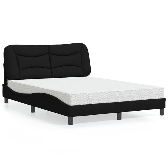 vidaXL Bett mit Matratze Schwarz 140x190 cm Stoff
