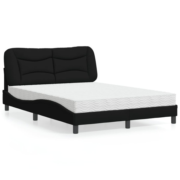 vidaXL Bett mit Matratze Schwarz 140x200 cm Stoff