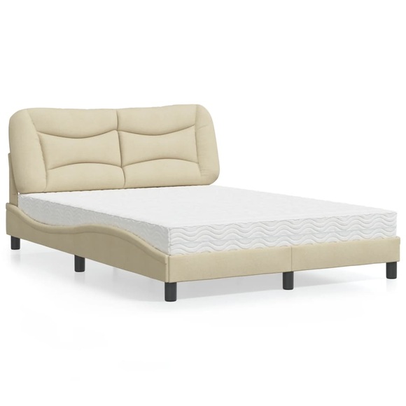 vidaXL Bett mit Matratze Creme 140x200 cm Stoff