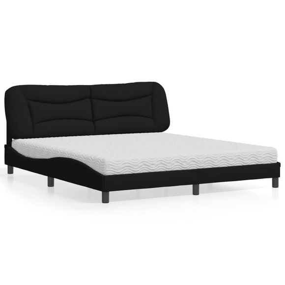 vidaXL Bett mit Matratze Schwarz 180x200 cm Stoff
