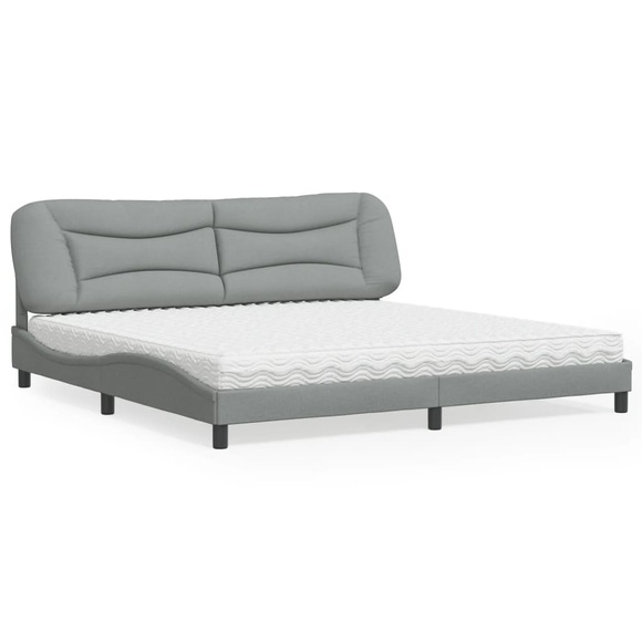 vidaXL Bett mit Matratze Hellgrau 200x200 cm Stoff