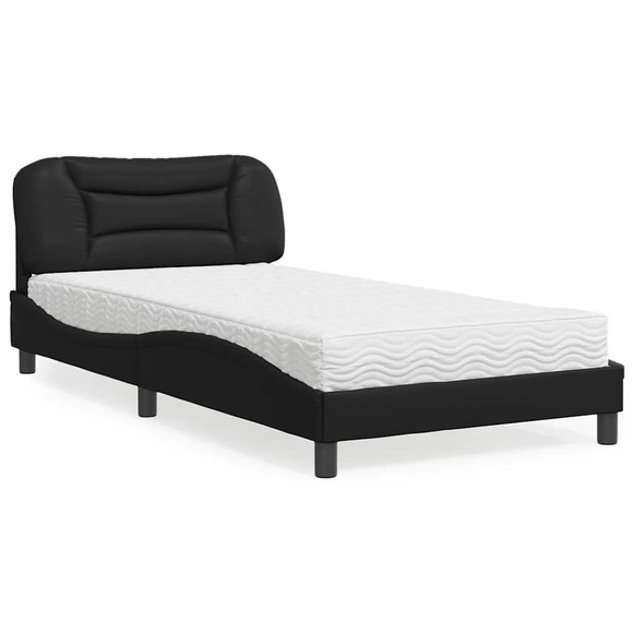 vidaXL Bett mit Matratze Schwarz 100x200 cm Kunstleder