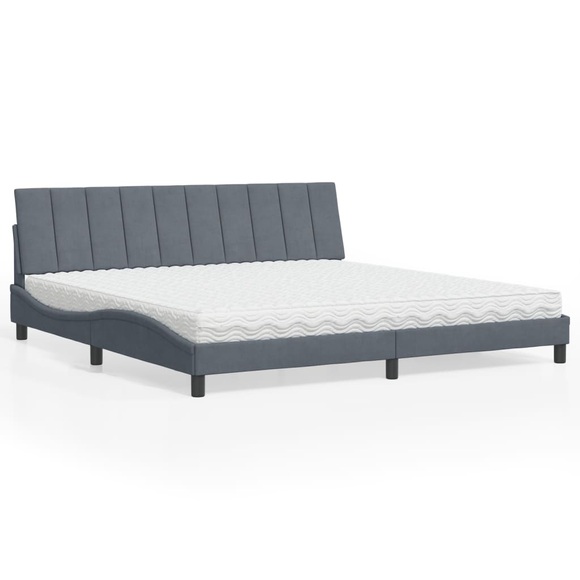 vidaXL Bett mit Matratze Dunkelgrau 200x200 cm Samt