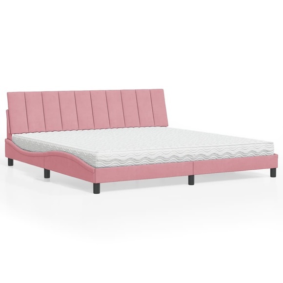 vidaXL Bett mit Matratze Rosa 200x200 cm Samt