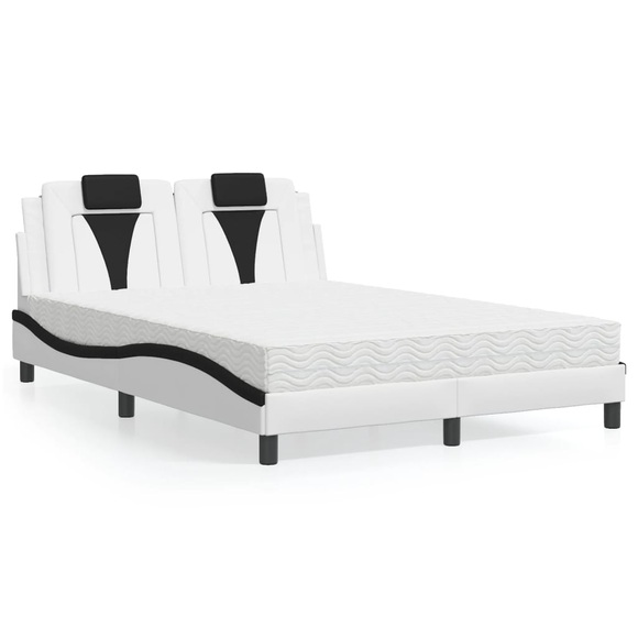 vidaXL Bett mit Matratze Weiß und Schwarz 140x200 cm Kunstleder