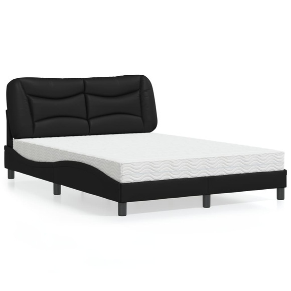vidaXL Bett mit Matratze Schwarz 140x190 cm Kunstleder