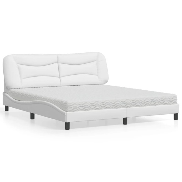 vidaXL Bett mit Matratze Weiß 180x200 cm Kunstleder