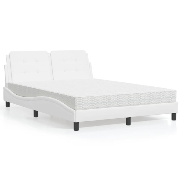 vidaXL Bett mit Matratze Weiß 120x200 cm Kunstleder