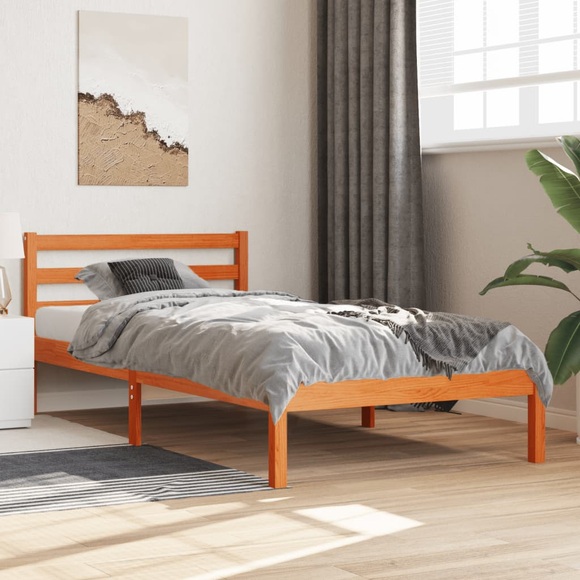vidaXL Massivholzbett Wachsbraun 90x190 cm Kiefer