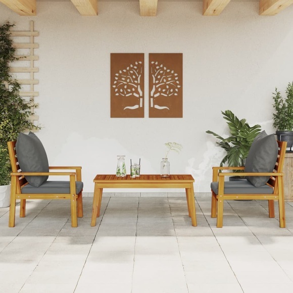 vidaXL 3-tlg. Garten-Lounge-Set mit Kissen Massivholz Akazie
