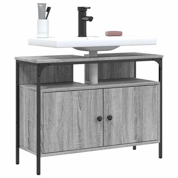 vidaXL Waschbeckenunterschrank Grau Sonoma 60x30x60 cm Holzwerkstoff