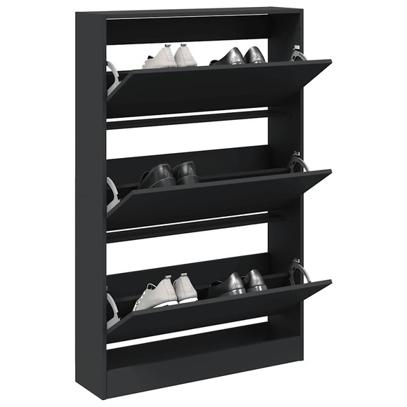 vidaXL Schuhschrank Schwarz 80x21x125,5 cm Holzwerkstoff