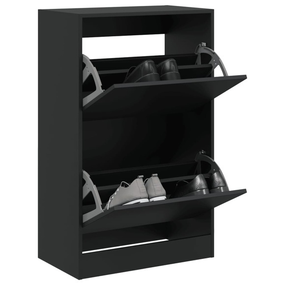 vidaXL Schuhschrank Schwarz 60x34x96,5 cm Holzwerkstoff