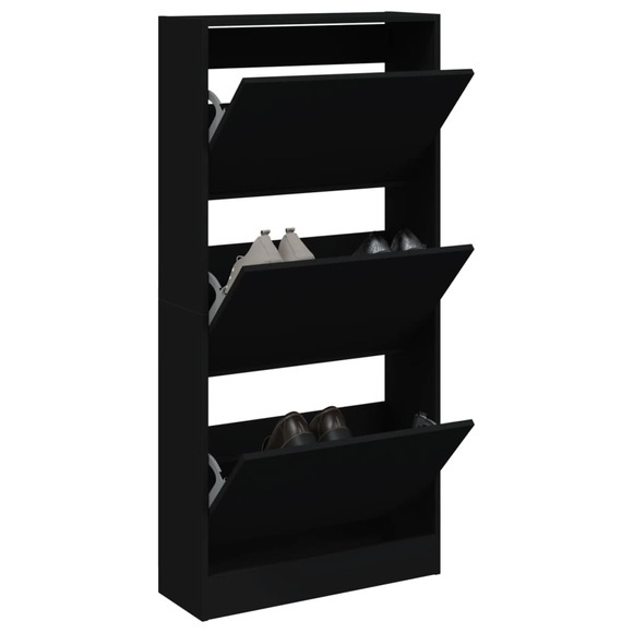vidaXL Schuhschrank Schwarz 60x21x125,5 cm Holzwerkstoff