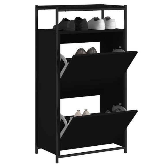 vidaXL Schuhschrank Schwarz 60x34x112 cm Holzwerkstoff