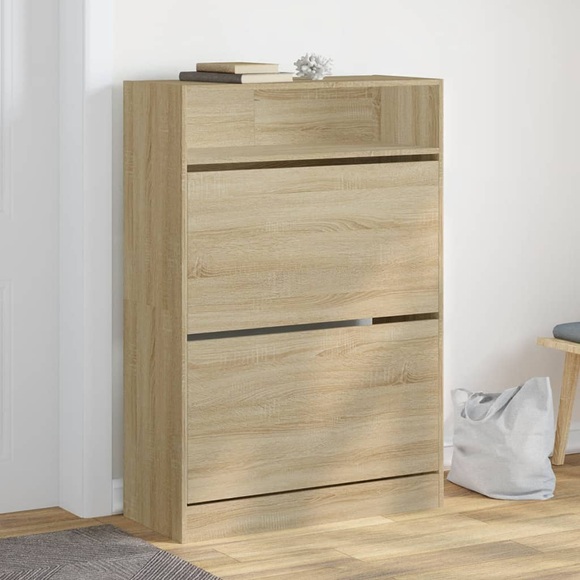 vidaXL Schuhschrank mit 2 Klappen Sonoma-Eiche 80x34x116 cm