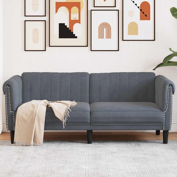 vidaXL Sofa 2-Sitzer Dunkelgrau Samt