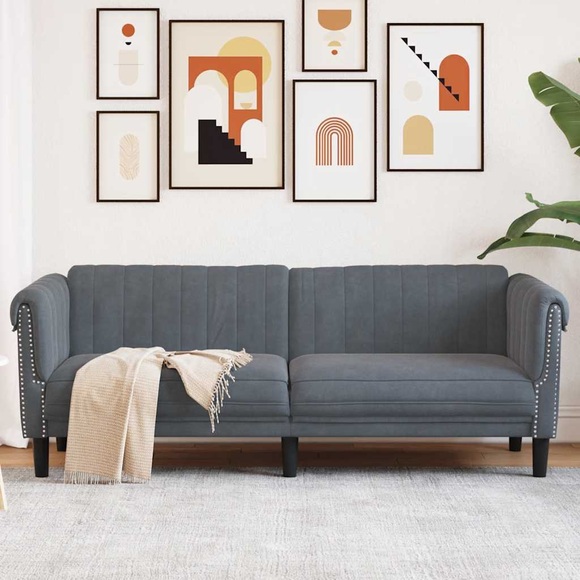 vidaXL Sofa 3-Sitzer Dunkelgrau Samt