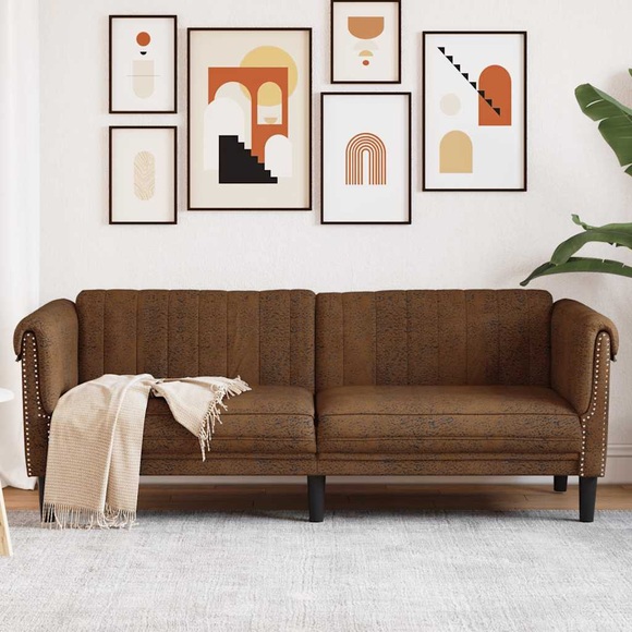 vidaXL Sofa 3-Sitzer Braun Samt
