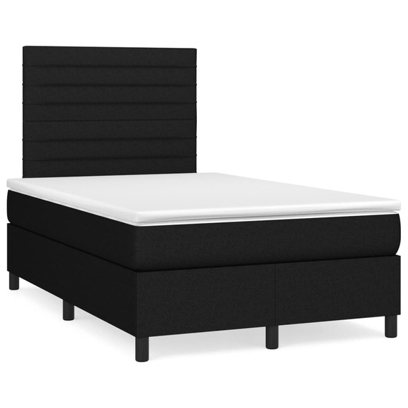 vidaXL Boxspringbett mit Matratze Schwarz 120x190 cm Stoff