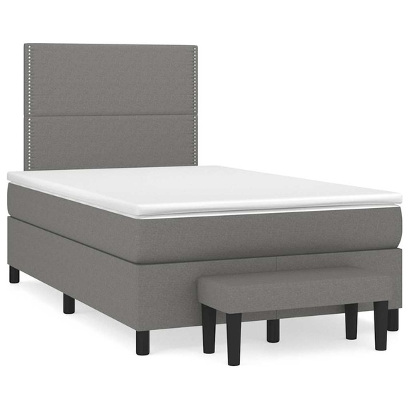 vidaXL Boxspringbett mit Matratze Dunkelgrau 120x190 cm Stoff