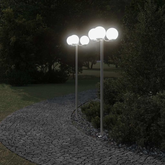 vidaXL Wegeleuchten 3 Stk. Silbern 215 cm Edelstahl