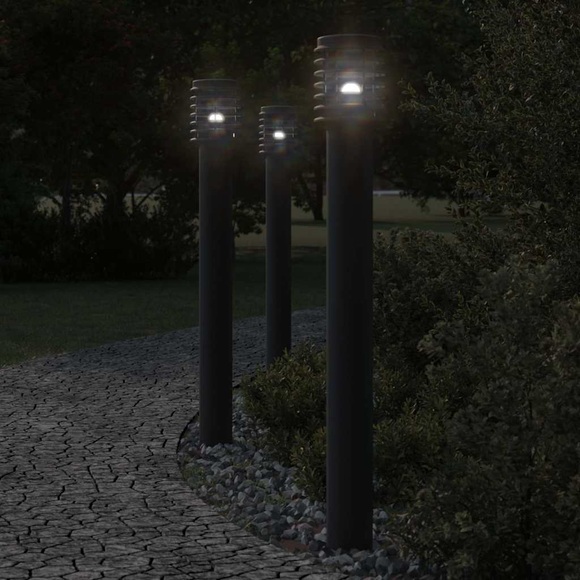 vidaXL Wegeleuchten 3 Stk. Schwarz 110 cm Edelstahl
