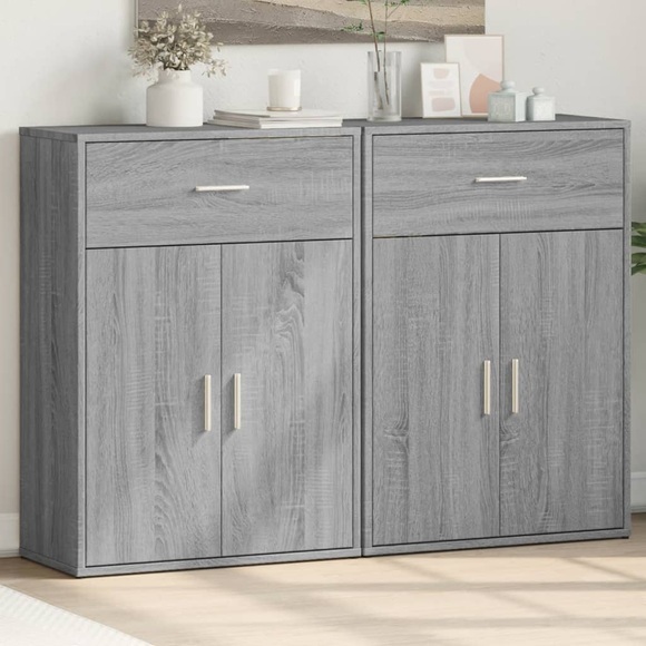 vidaXL Sideboards 2 Stk. Grau Sonoma 60x30x84 cm Holzwerkstoff