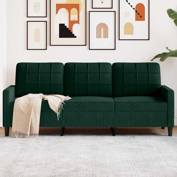 vidaXL 3-Sitzer-Sofa Dunkelgrün 180 cm Samt