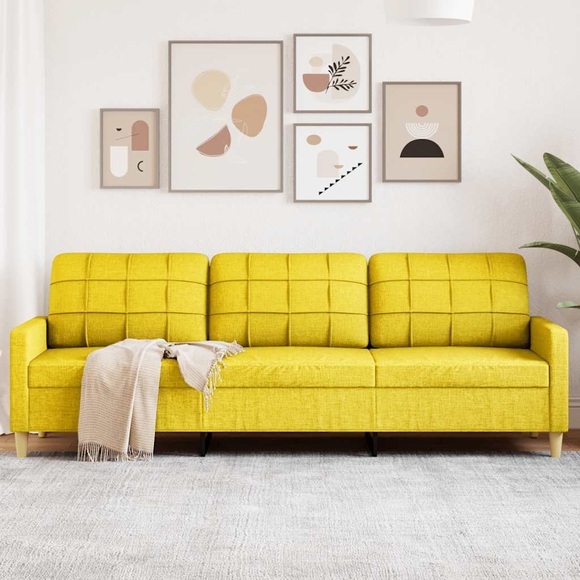 vidaXL 3-Sitzer-Sofa Hellgelb 210 cm Stoff
