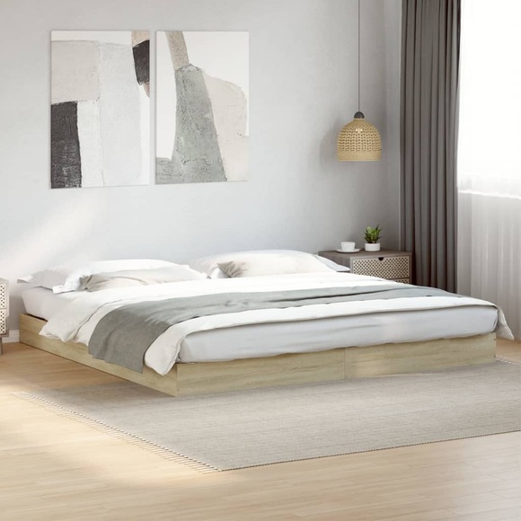 vidaXL Bettgestell Sonoma-Eiche 200x200 cm Holzwerkstoff