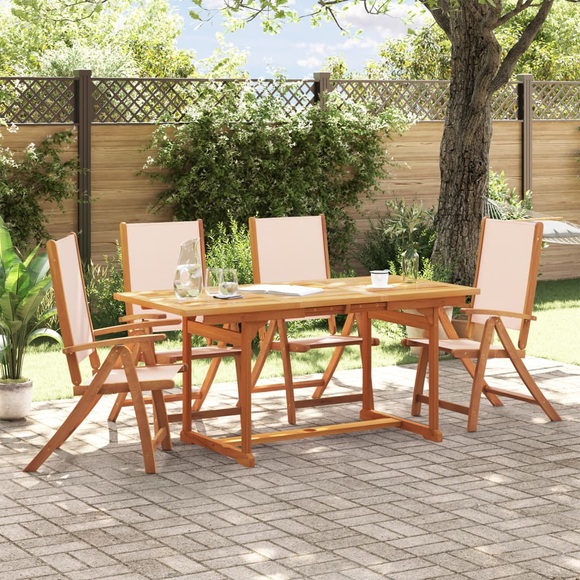 vidaXL 5-tlg. Garten-Essgruppe Massivholz Akazie und Textilene