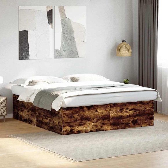 vidaXL Bettgestell Räuchereiche 180x200 cm Holzwerkstoff